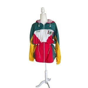 Vintage 90s cross colours women’s zip up hooded wonder breaker hip hop street we